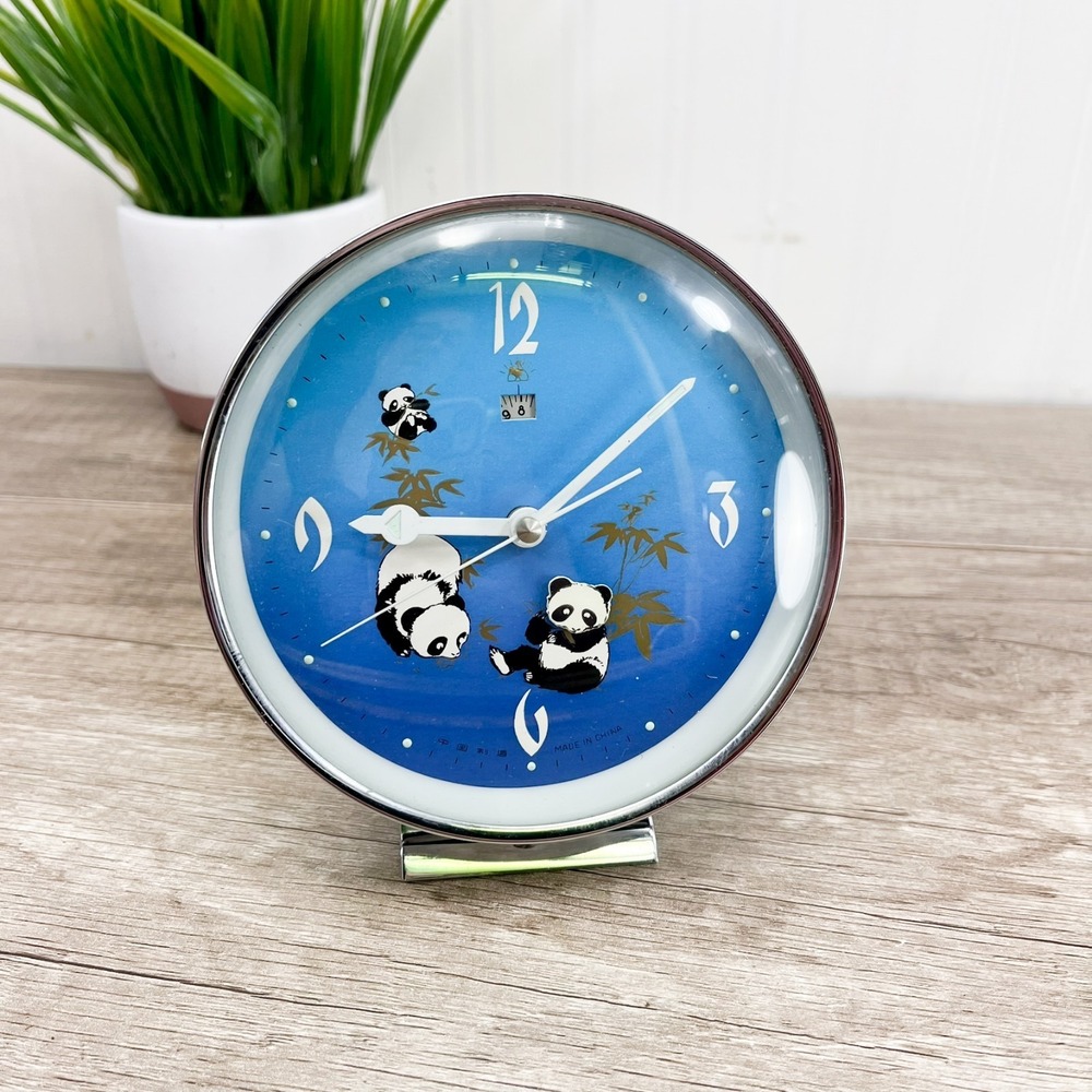 Vintage 70's Shanghai China Animated Panda Bear Alarm Clock